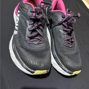 Hoka One One Black and Pink Athletic Shoes